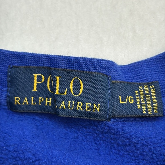 Ralph Lauren Polo Fleece Sweatshirt heritage royal blue men’s size Large L - Picture 8 of 12